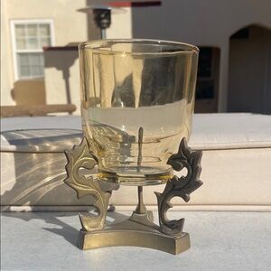 Vintage Glass with Brass Holder